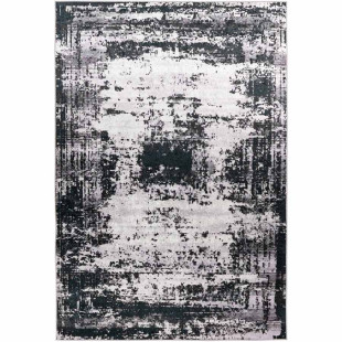 Flat pile carpet VINTAGE USED Black / White rectangular height 6 mm
