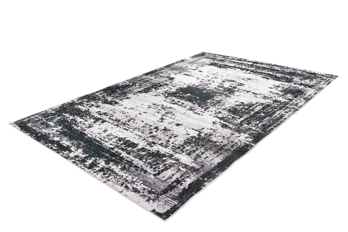 Flachflorteppich VINTAGE USED Schwarz / Weiß rechteckig Höhe 6 mm Raum2