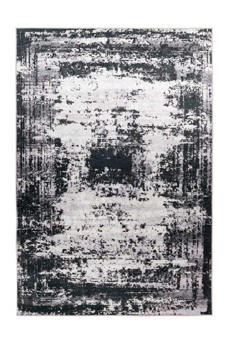 Flat pile carpet VINTAGE USED Black / White rectangular height 6 mm main product photo