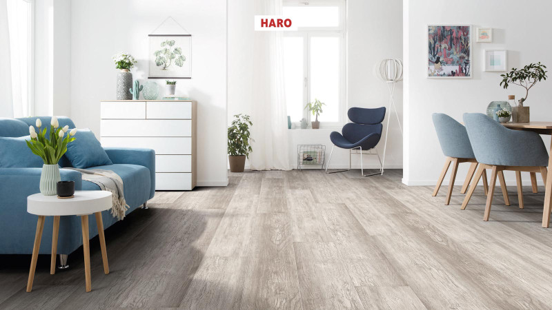HARO Design Floor DISANO ClassicAqua Country Oak gray rustic structured Plank XL 4V main product photo
