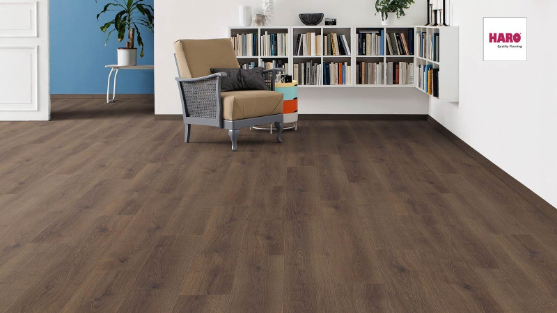 Suelo laminado HARO TRITTY 100 Roble Contura Lama ahumado 4V authentic Silent CT main product photo