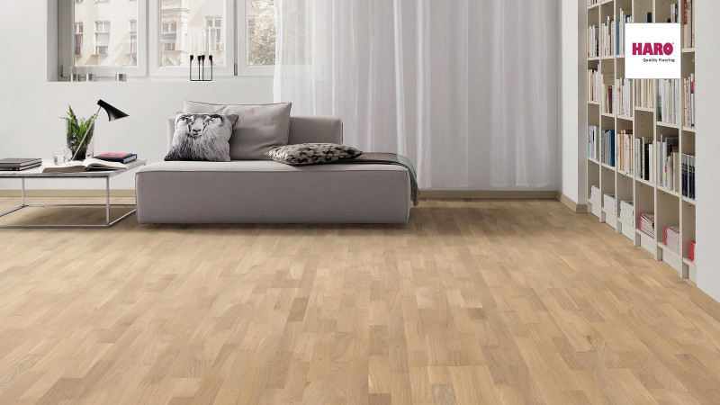 Parquet HARO 4000 Favorit Roble puro blanco bloque de 3 lamas permaDur main product photo