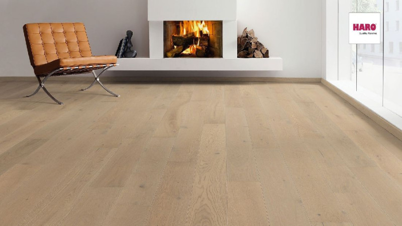 HARO Parquet 4000 Oak Sand Grey Sauvage naturaLin plus 1-strip 4V main product photo