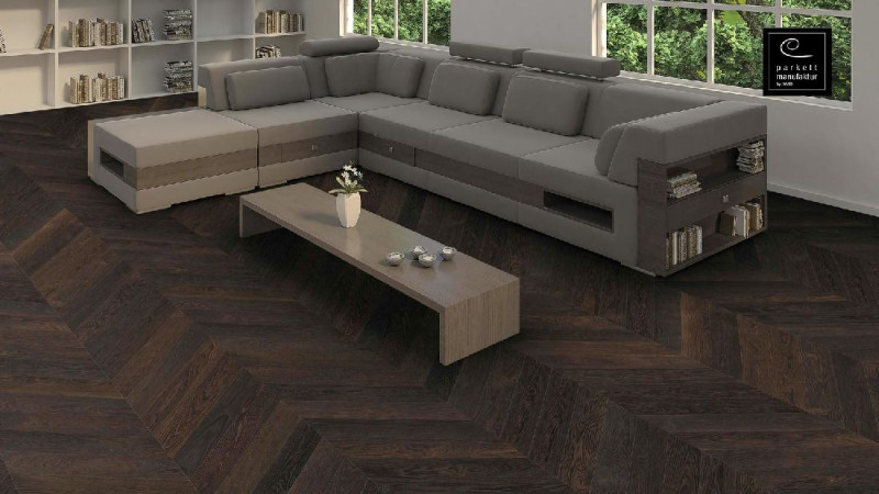 HARO Parkett parkettmanufaktur Selectiv Achateiche Chevron französisches Fischgrät 4V oleovera main product photo