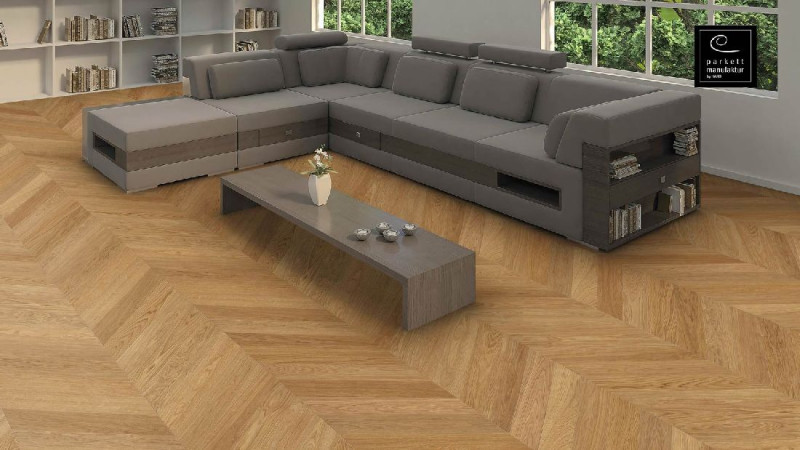 HARO Parkett parkettmanufaktur Selectiv Eiche Chevron französisches Fischgrät 4V oleovera main product photo