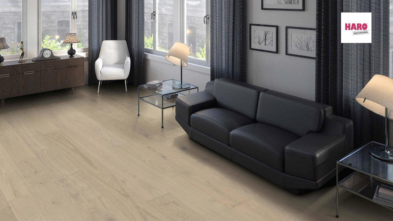 HARO Professional Parquet 4000 Oak Sand Grey Markant brushed naturaDur Strip Plank Maxim 4V main product photo