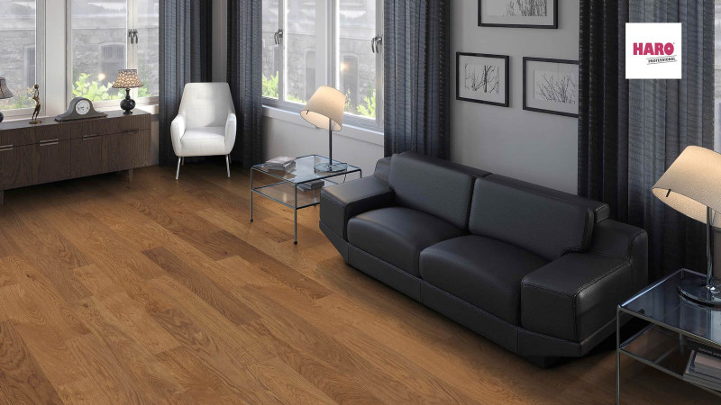 Parquet profesional HARO 4000 Markant Roble Ámbar Listón Prestige naturaDur main product photo