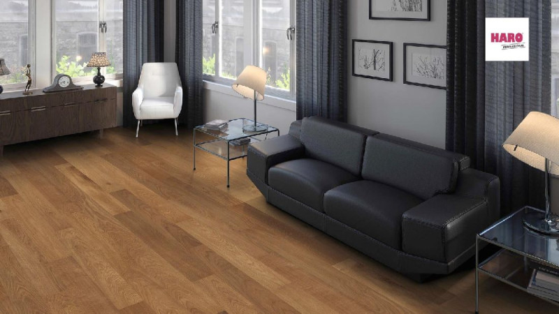Parquet profesional HARO 4000 Roble ámbar jaspeado Prestige naturaLin plus main product photo
