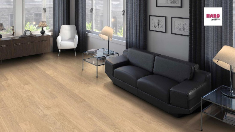 Parquet profesional HARO 4000 Roble claro banda blanca Prestige naturaDur main product photo