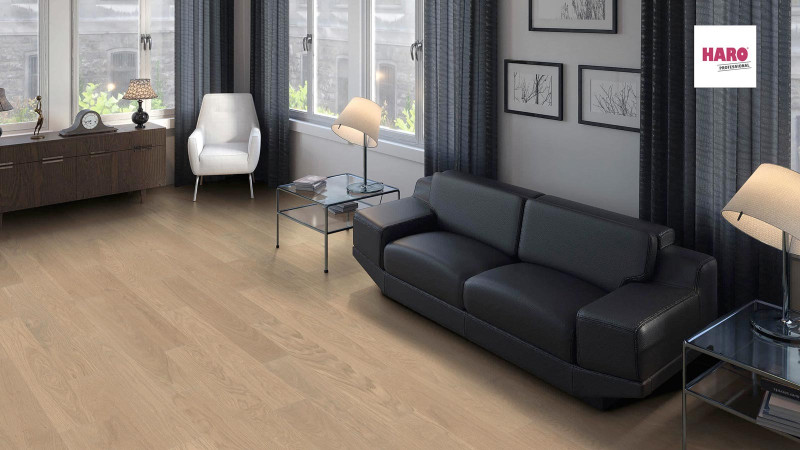 Parquet profesional HARO 4000 Markant Roble banda gris arena Prestige naturaDur main product photo