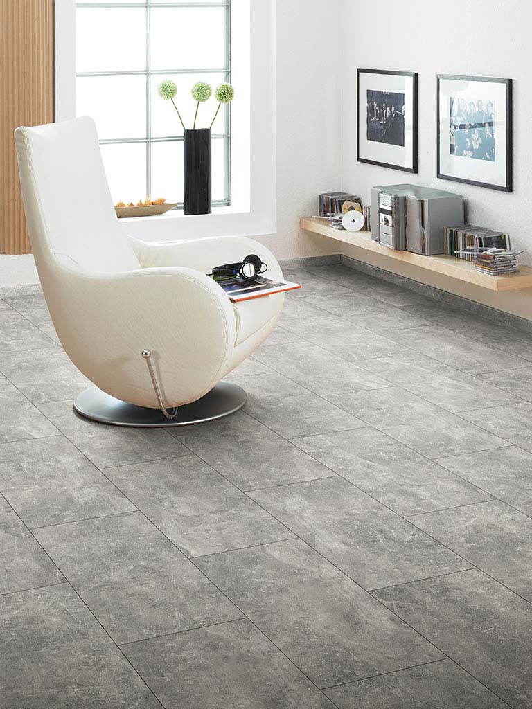 Kings Canyon Designboden EcoHarmony Beton Grau Fliese 4V zum klicken Raum4