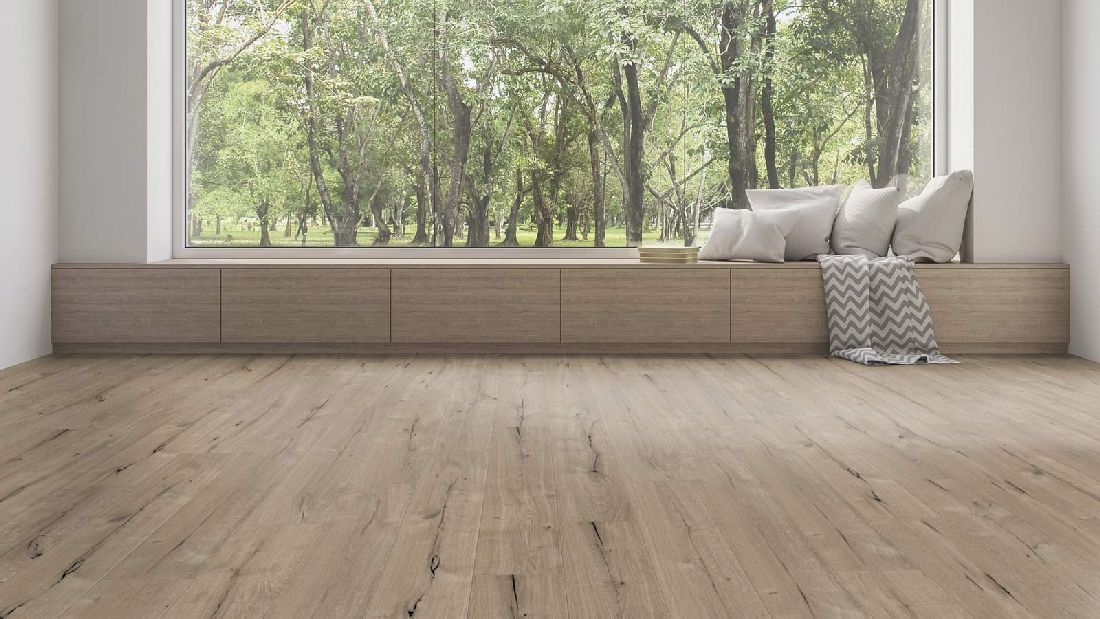 Kings Canyon Echtholzboden WaterProtect Gebürstete Eiche Noble Grey Breitdiele M4V Raum4