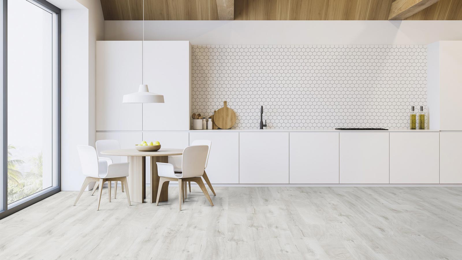 Kings Canyon Hochglanz Laminat Classic ET P Arktische Eiche weiss 1-Stab Landhausdiele 4V Raum3