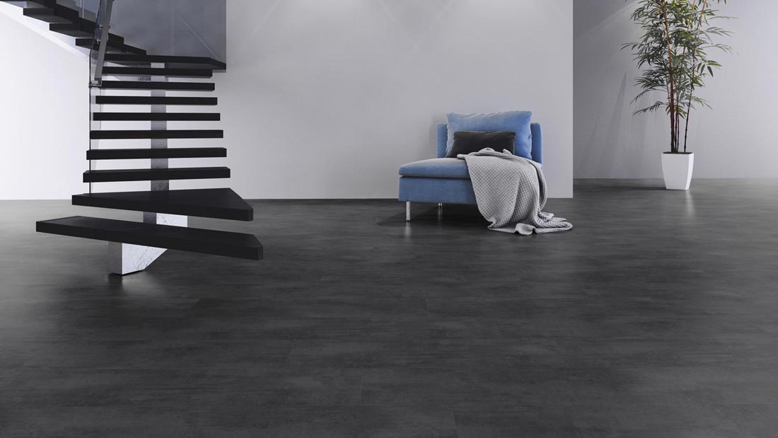 Kings Canyon Laminat Classic RealFeel Beton Anthrazit Fliese XXL 4V Raum3