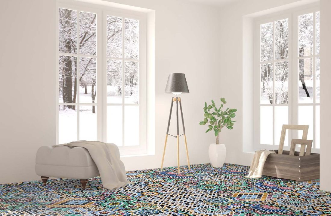 Kings Canyon Laminat Patchwork Blumen bunt Fliese zum Klicken Raum5