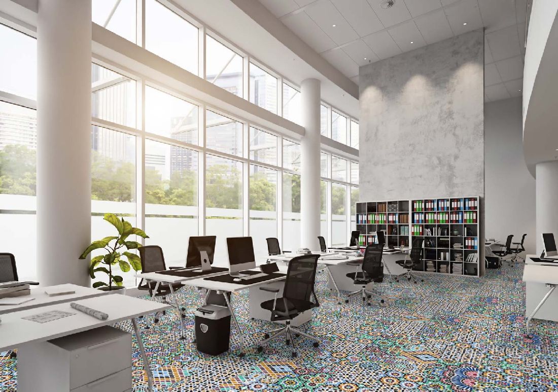 Kings Canyon Laminat Patchwork Blumen bunt Fliese zum Klicken Raum6