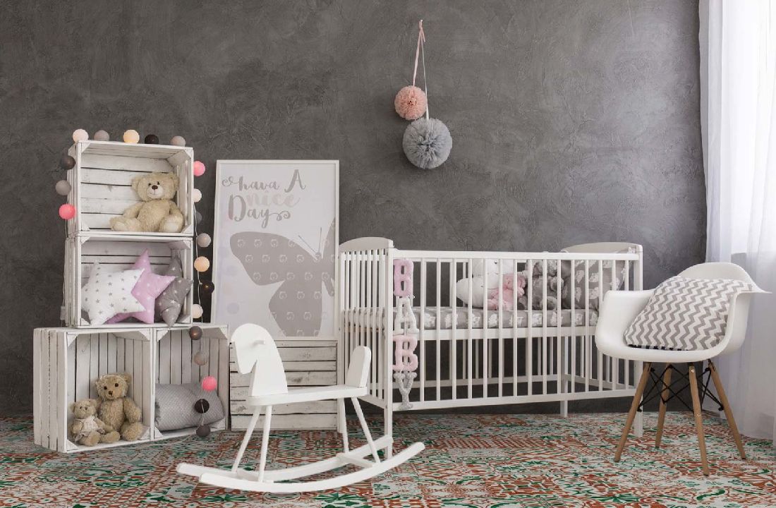 Kings Canyon Laminat Patchwork Marokko Sandstein-Grün Fliese zum Klicken Raum4