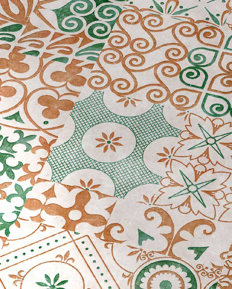 Kings Canyon Laminat Patchwork Marokko Sandstein-Grün Fliese zum Klicken Raum1