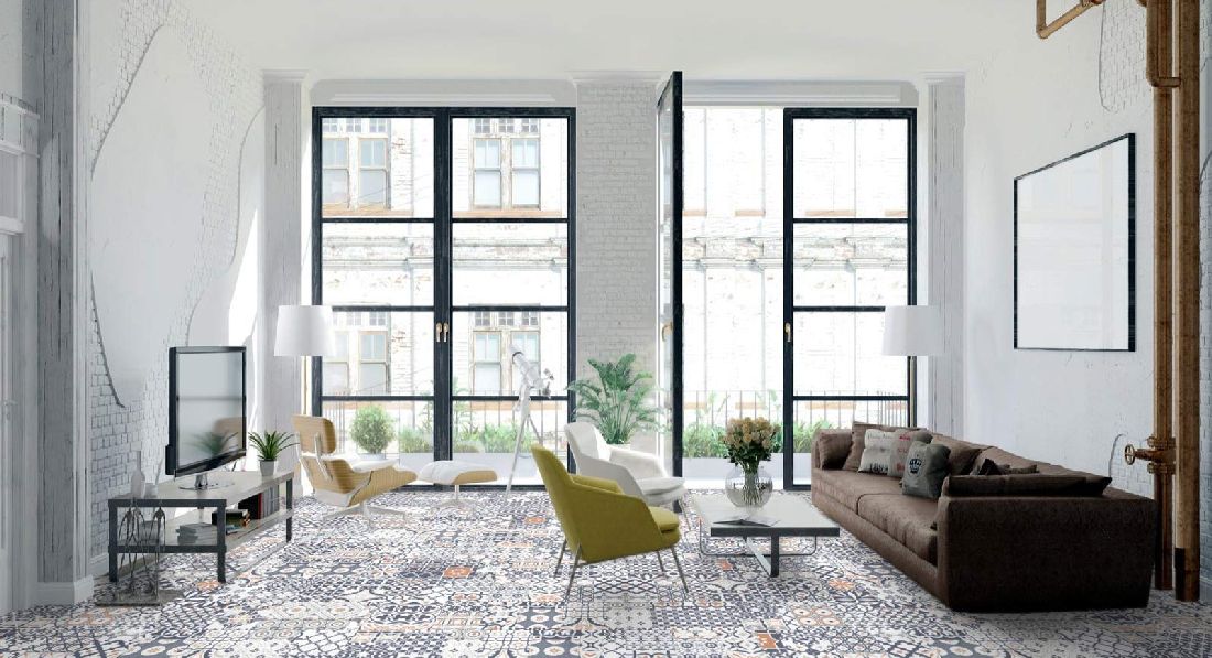 Kings Canyon Laminat Patchwork Marokko Violett Fliese zum Klicken Raum3