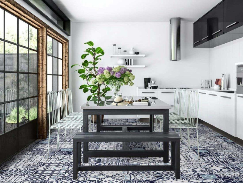 Kings Canyon Suelo laminado Patchwork Azul Royal Super Mate Baldosa main product photo