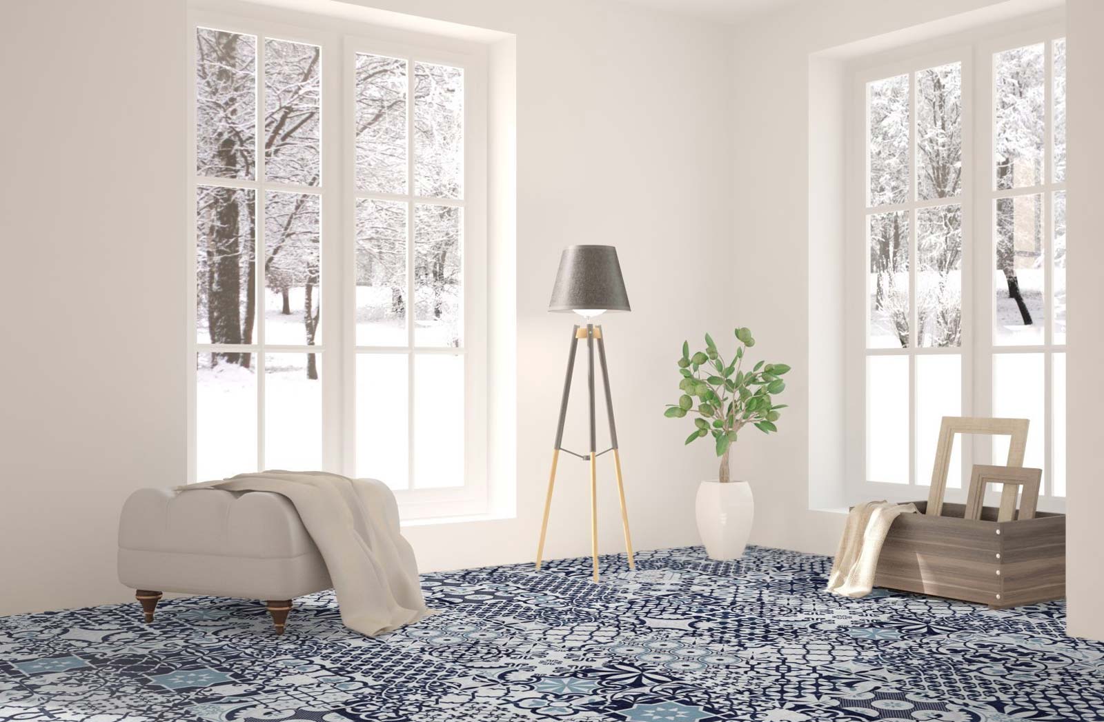 Kings Canyon Laminat Patchwork Royal Blau Fliese zum Klicken Raum3