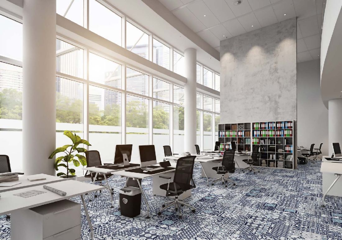 Kings Canyon Laminat Patchwork Royal Blau Fliese zum Klicken Raum6