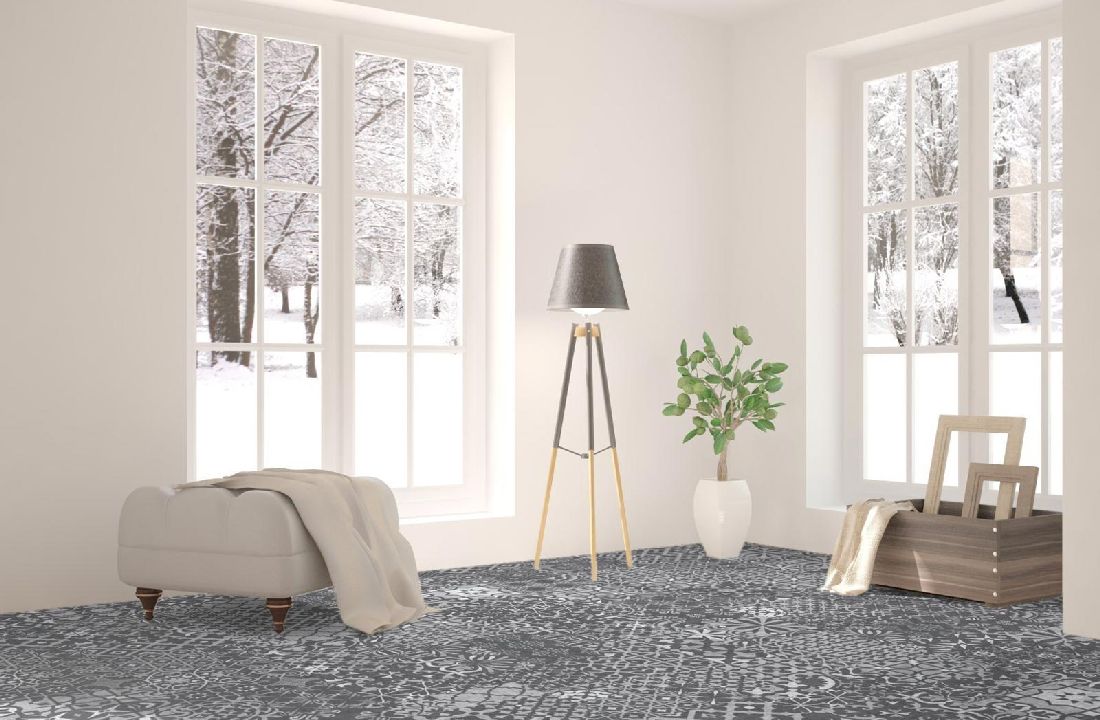 Kings Canyon Laminat Patchwork Zentangle Dunkelgrau Fliese zum Klicken Raum5