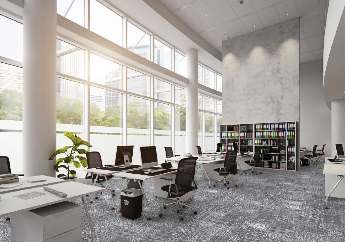 Kings Canyon Laminat Patchwork Zentangle Dunkelgrau Fliese zum Klicken Raum6