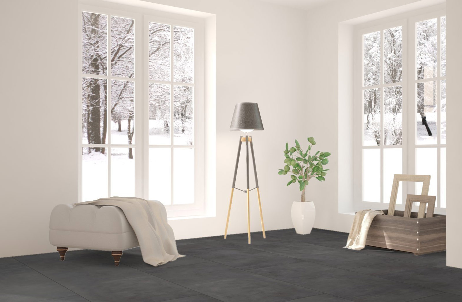 Kings Canyon Laminat Scene XL Zement Dunkelgrau 1-Stab Landhausdiele M4V zum Klicken Raum4