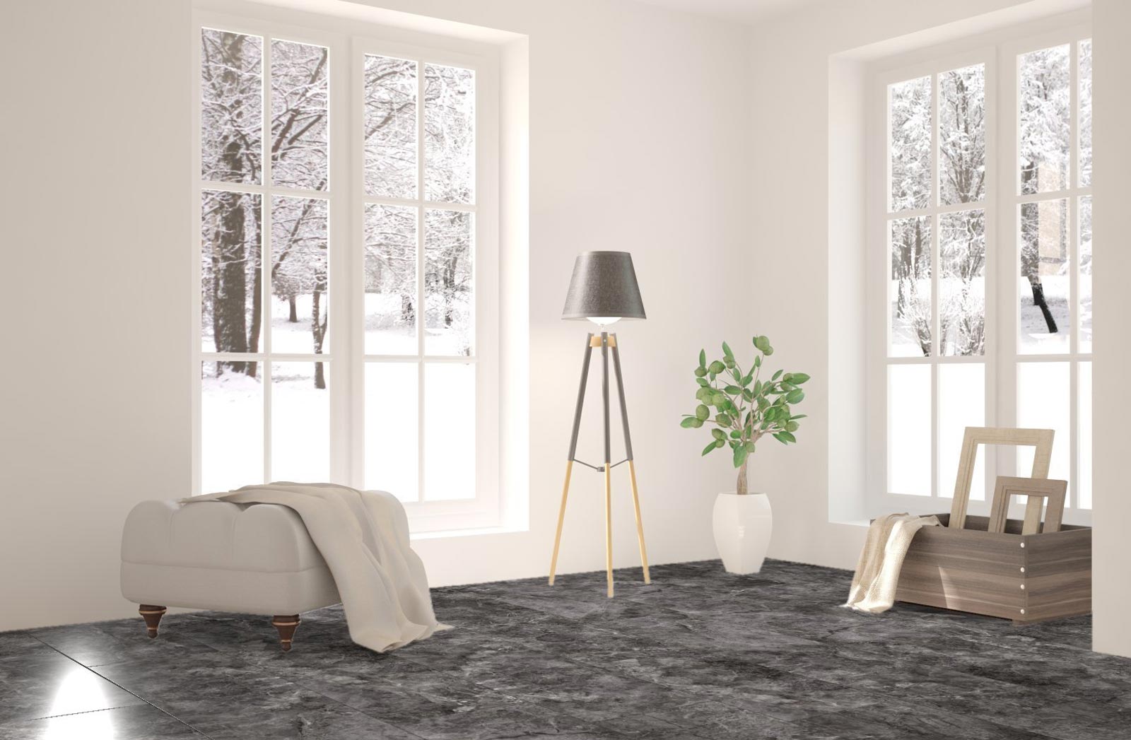 Kings Canyon Laminat Stonegloss Marmor Anthrazit Fliese 4V zum Klicken Raum4