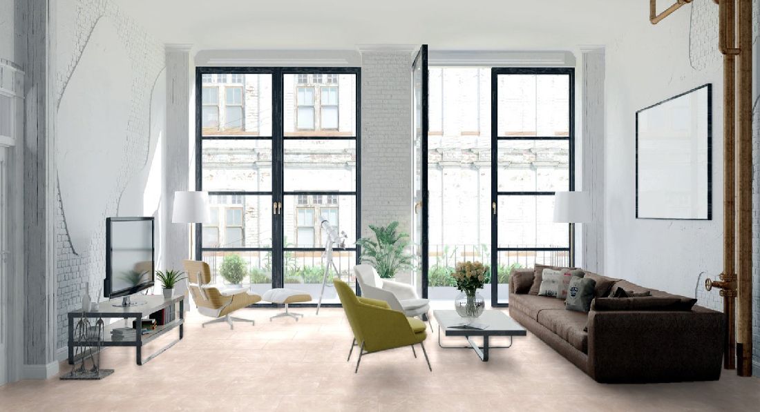 Kings Canyon Laminat Stonegloss Marmor Beige Fliese 4V zum Klicken Raum5