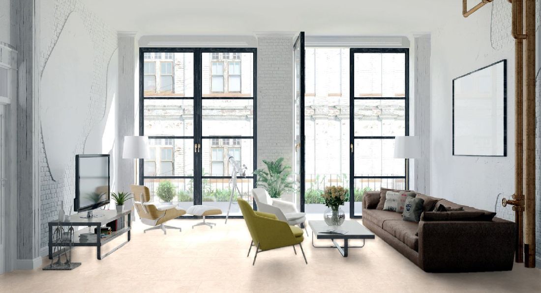 Kings Canyon Laminat Stonegloss Marmor Creme Fliese 4V zum Klicken Raum3