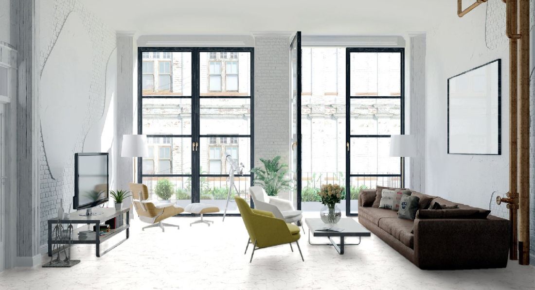 Kings Canyon Laminat Stonegloss Marmor Weiß Fliese 4V zum Klicken Raum3