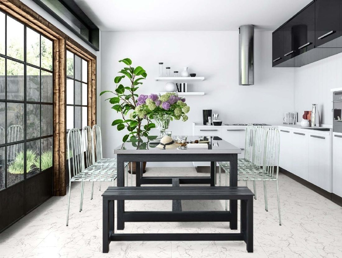 Kings Canyon Laminat Stonegloss Marmor Weiß Fliese 4V zum Klicken Raum5