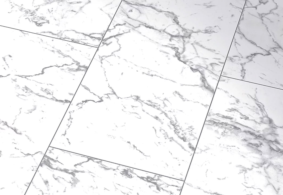 Kings Canyon Laminat Stonegloss Marmor Weiß Fliese 4V zum Klicken Raum1