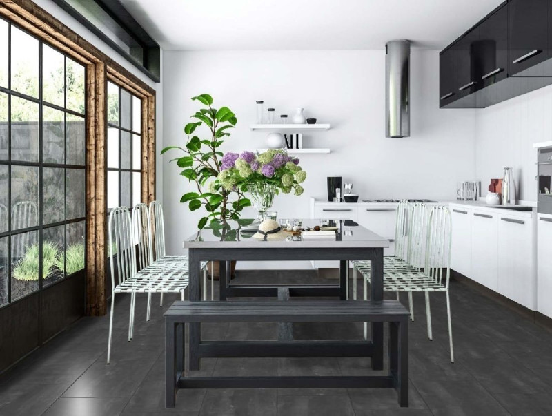 Kings Canyon Laminate Stonegloss Slate Dark Gray High Gloss Tile 4V main product photo