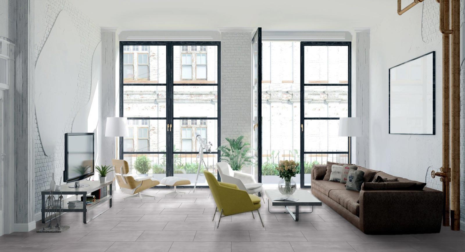 Kings Canyon Laminat Stonegloss Schiefer Grau Fliese 4V zum Klicken Raum4