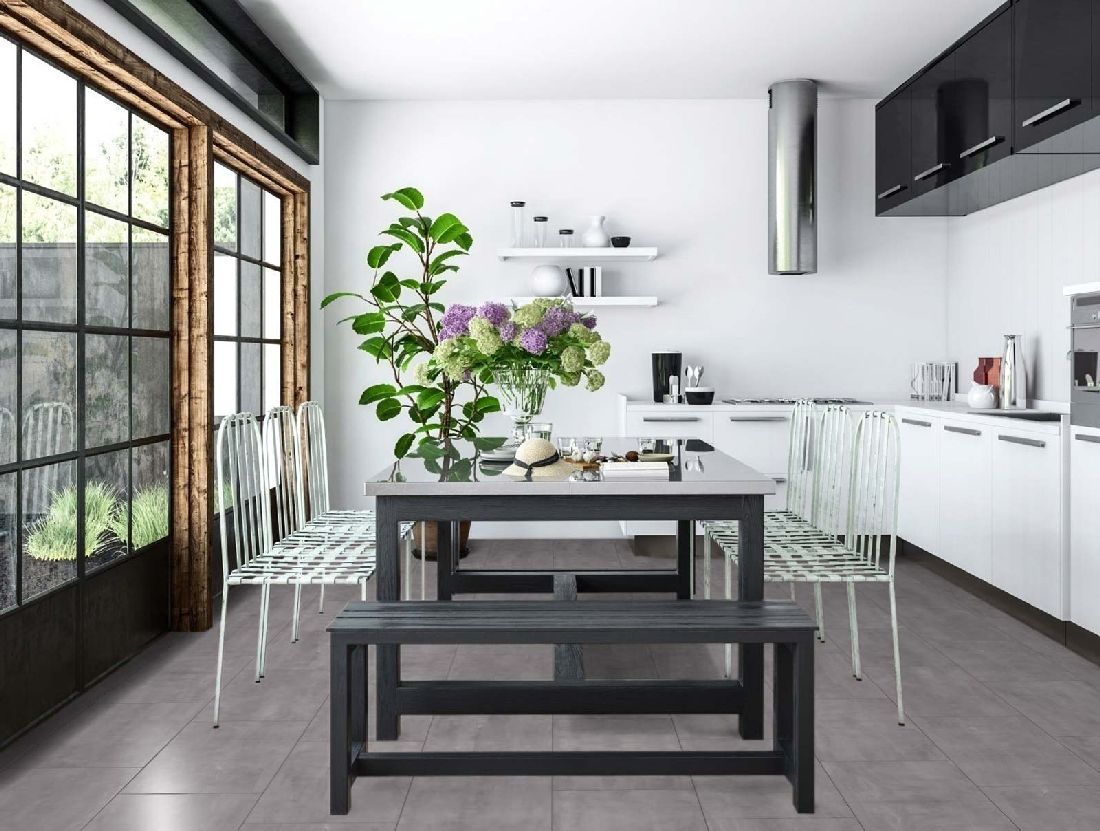 Kings Canyon Laminat Stonegloss Schiefer Grau Fliese 4V zum Klicken Raum6