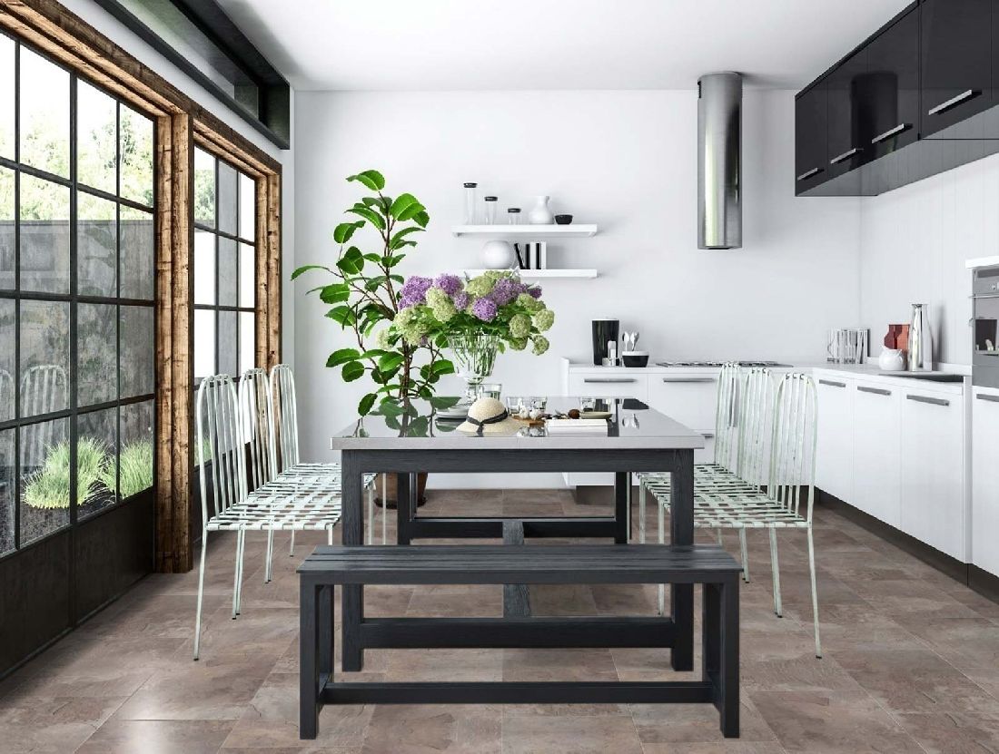 Kings Canyon Laminat Stonegloss Schiefer Hellgrau Fliese 4V zum Klicken Raum5