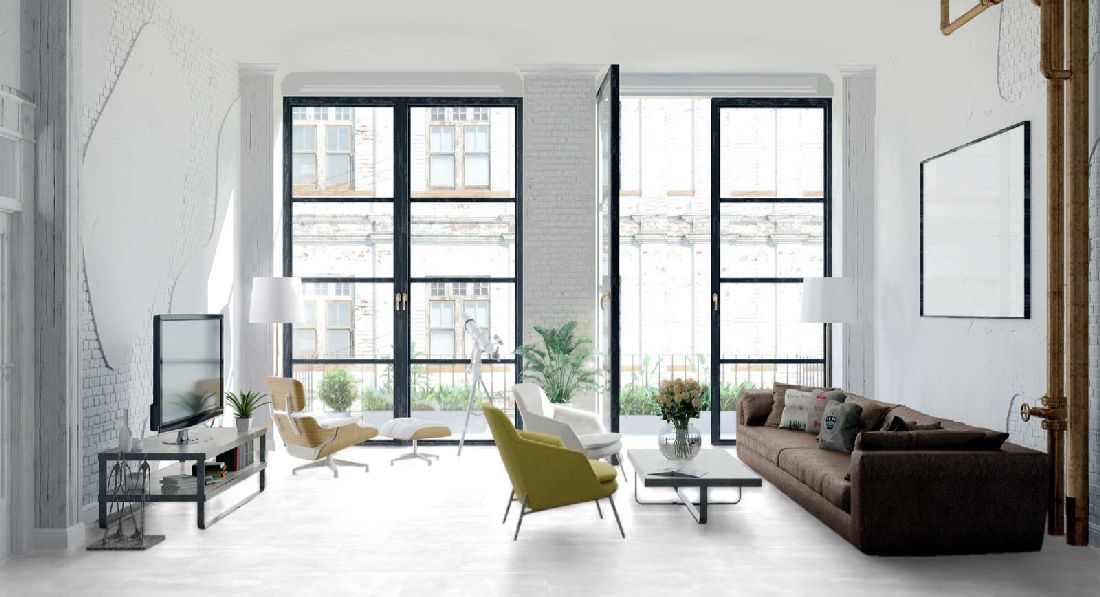 Kings Canyon Laminat Stonegloss Schiefer Weiß Fliese 4V zum Klicken Raum4