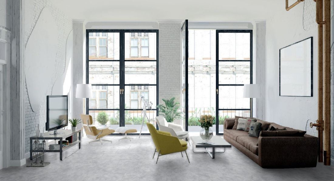 Kings Canyon Laminat Stonegloss Stein Grau Fliese 4V zum Klicken Raum4