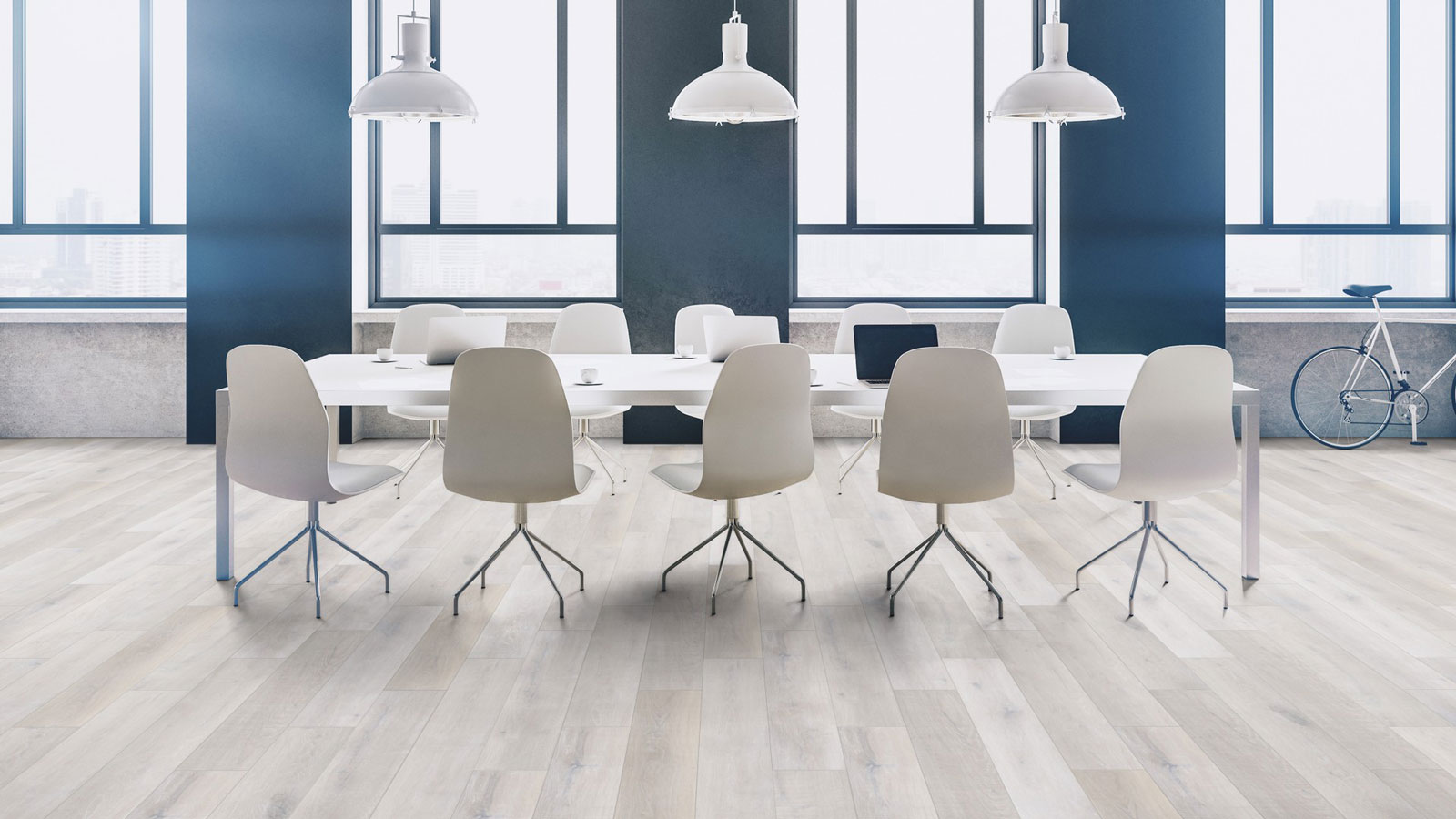 Kings Canyon Rigid Vinylboden Heavy Duty mit Schalldämmung Eiche Astapor weiss Landhausdiele 4V Raum5