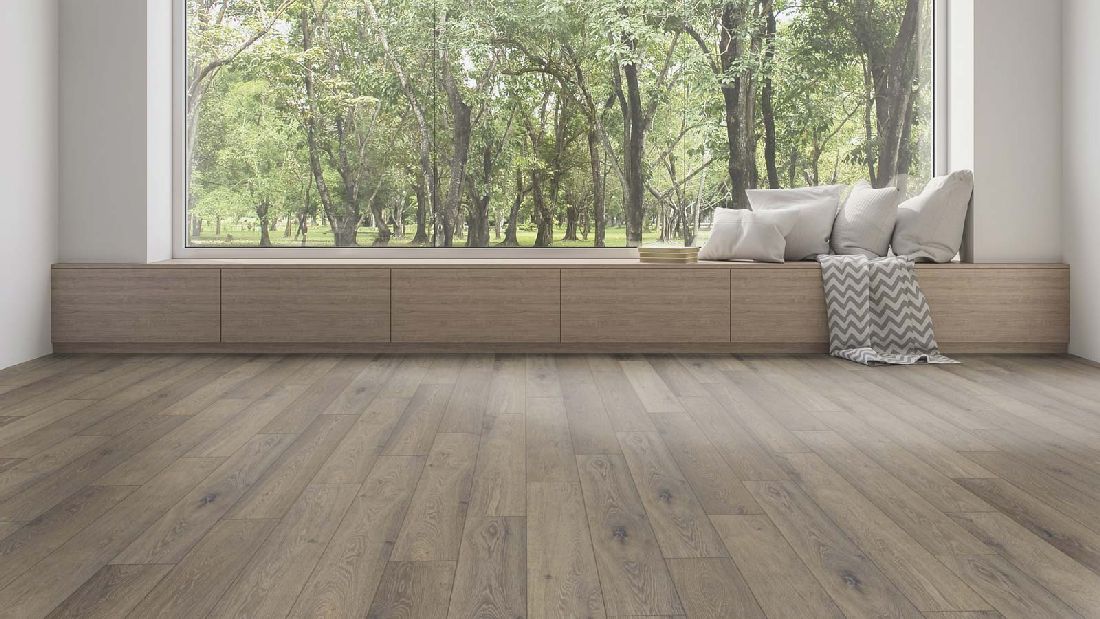 Kings Canyon Rigid Vinylboden Heavy Duty mit Schalldämmung Eiche Pentos erdfarben Landhausdiele 4V Raum8