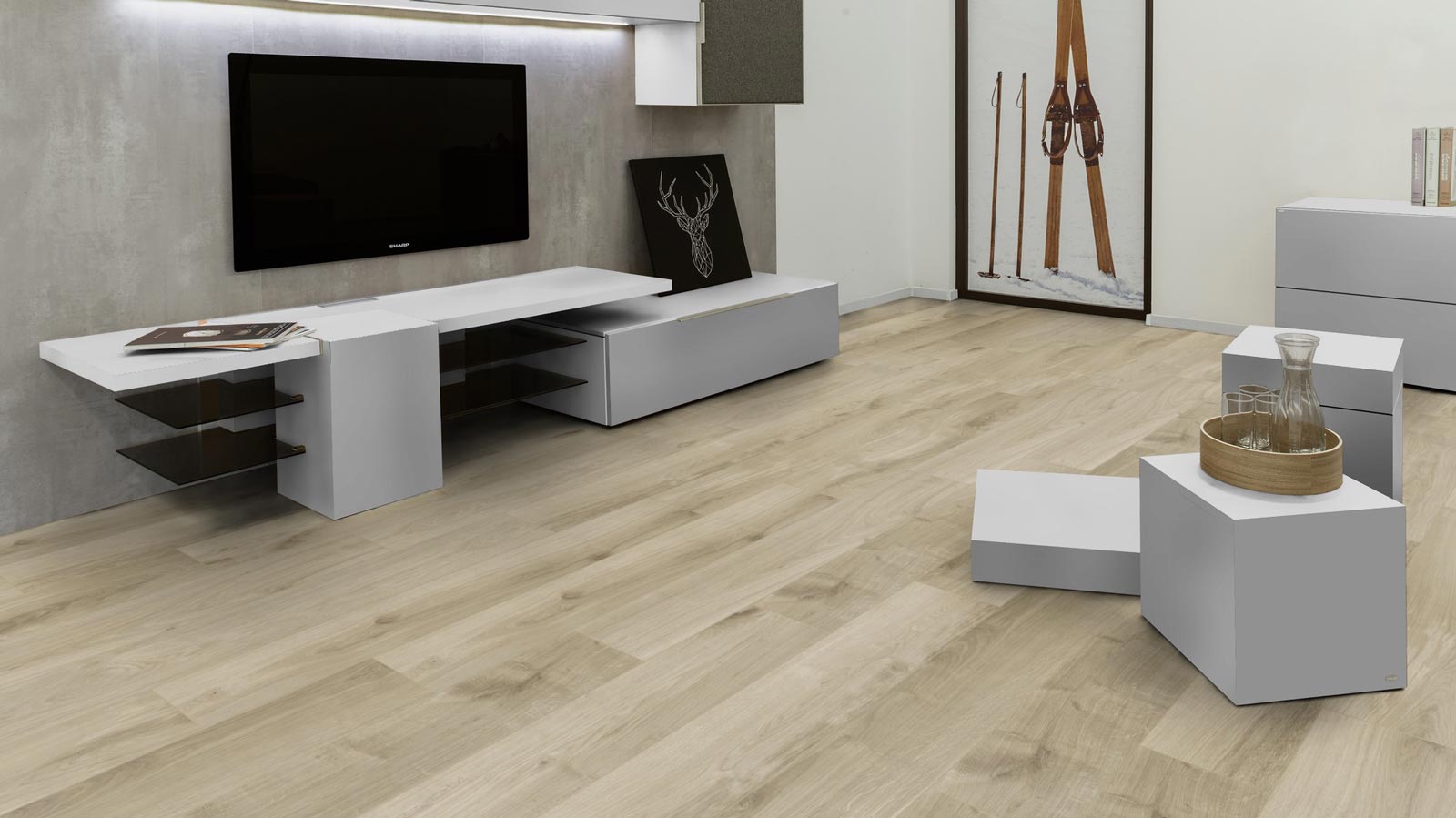 Kings Canyon Rigid Vinylboden Heavy Duty mit Schalldämmung Eiche Volantis Brown Landhausdiele 4V Raum3