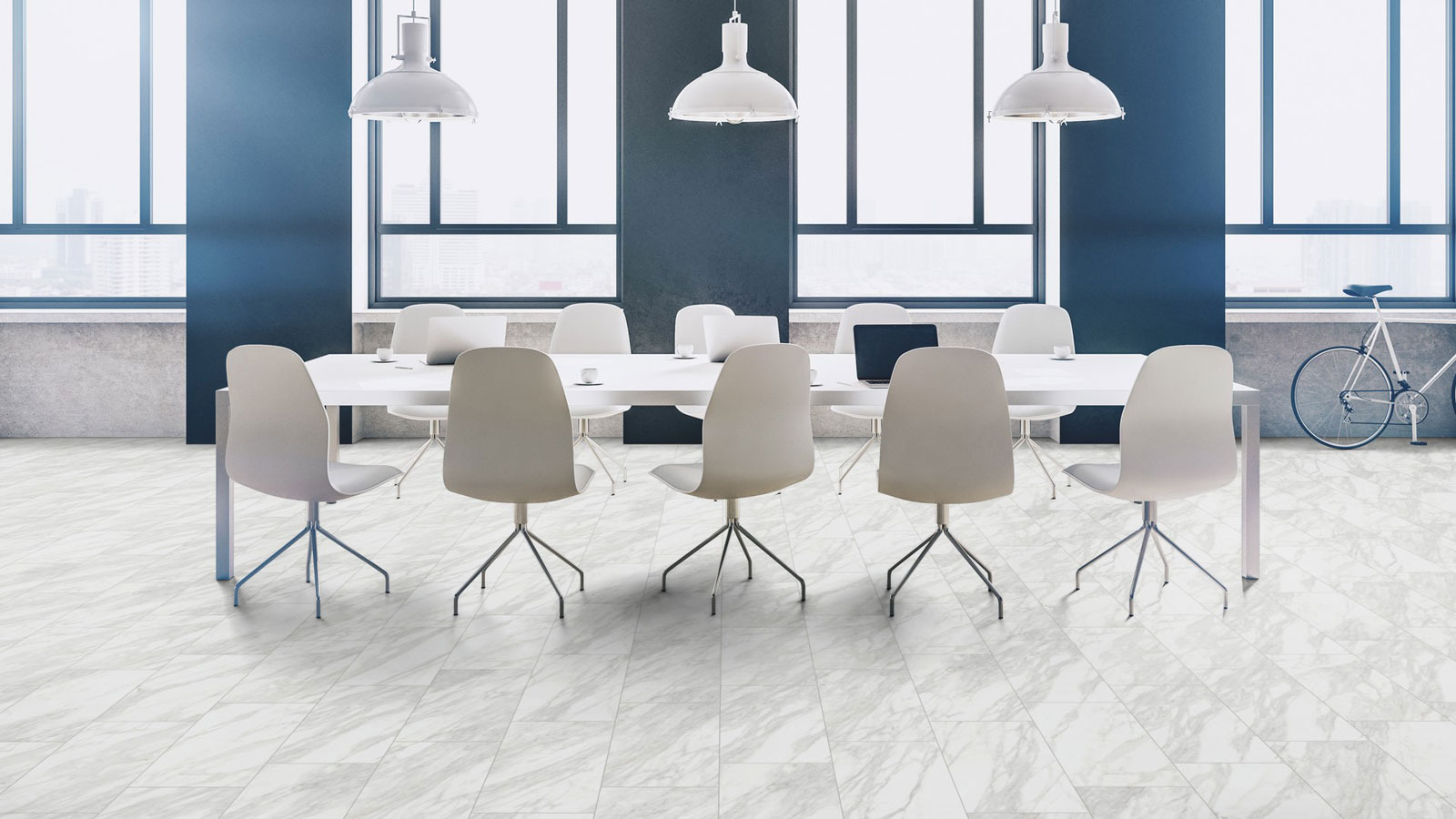 Kings Canyon Rigid Vinylboden Heavy Duty mit Schalldämmung Marmor Italia weiß Fliese XL 4V Raum8