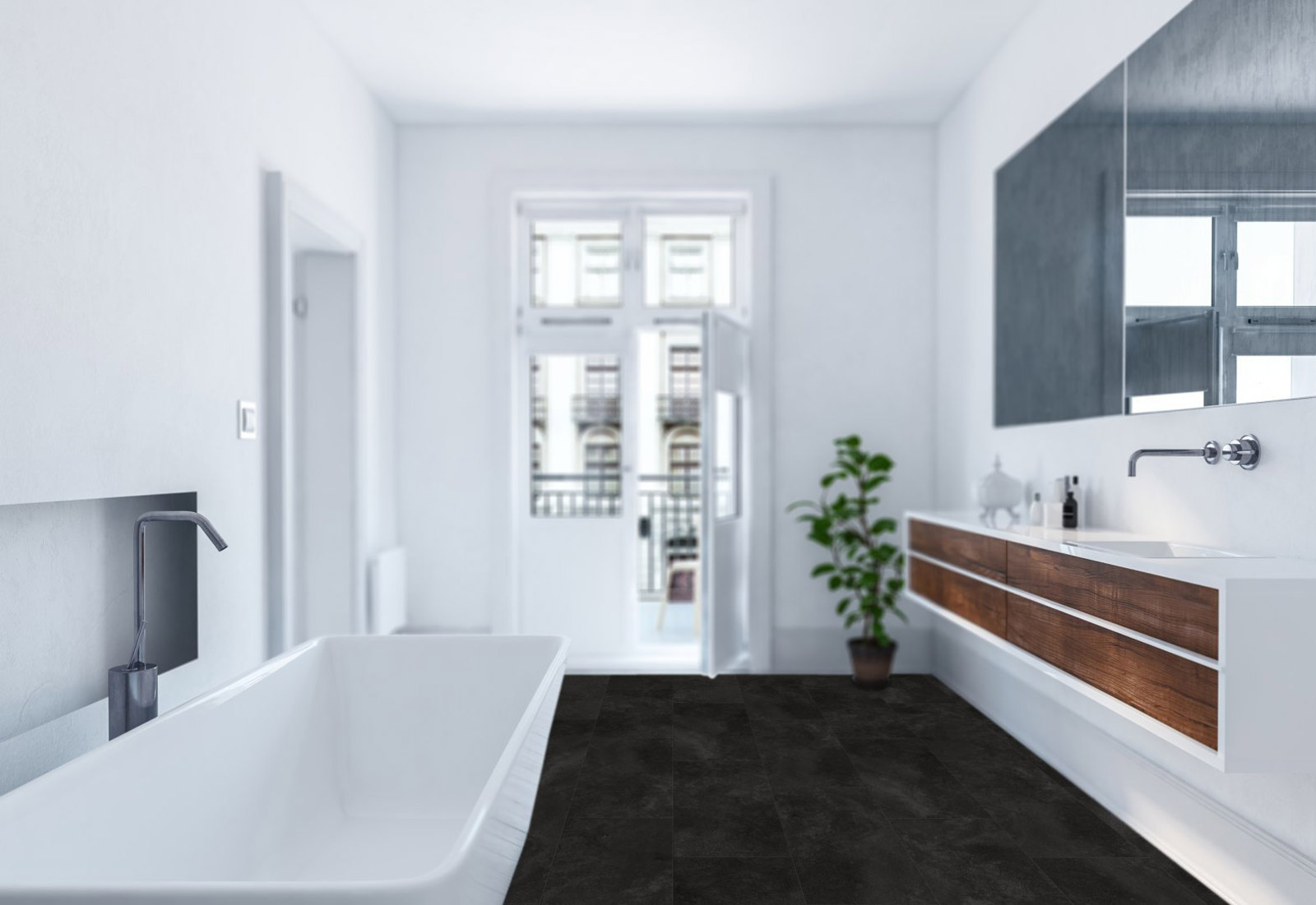 Kings Canyon Vinyl Loftstyle Gray Dark Supermatt Fliese 4V zum Klicken Raum8