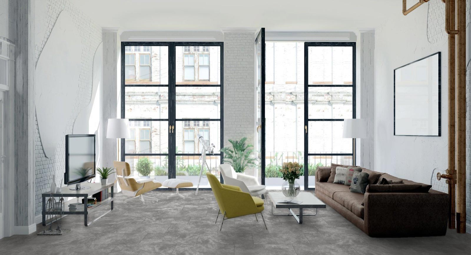 Kings Canyon Vinyl Loftstyle Gray Strong Supermatt Fliese 4V zum Klicken Raum4