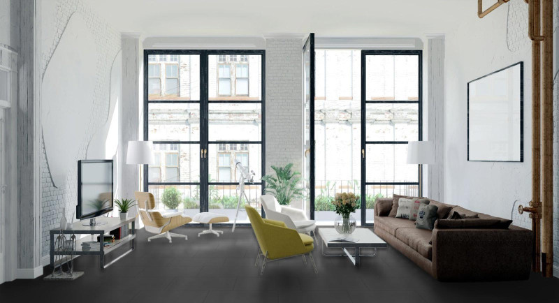 Kings Canyon Vinylboden Tilestyle Schwarz Hochglanz Fliese 4V zum Klicken main product photo