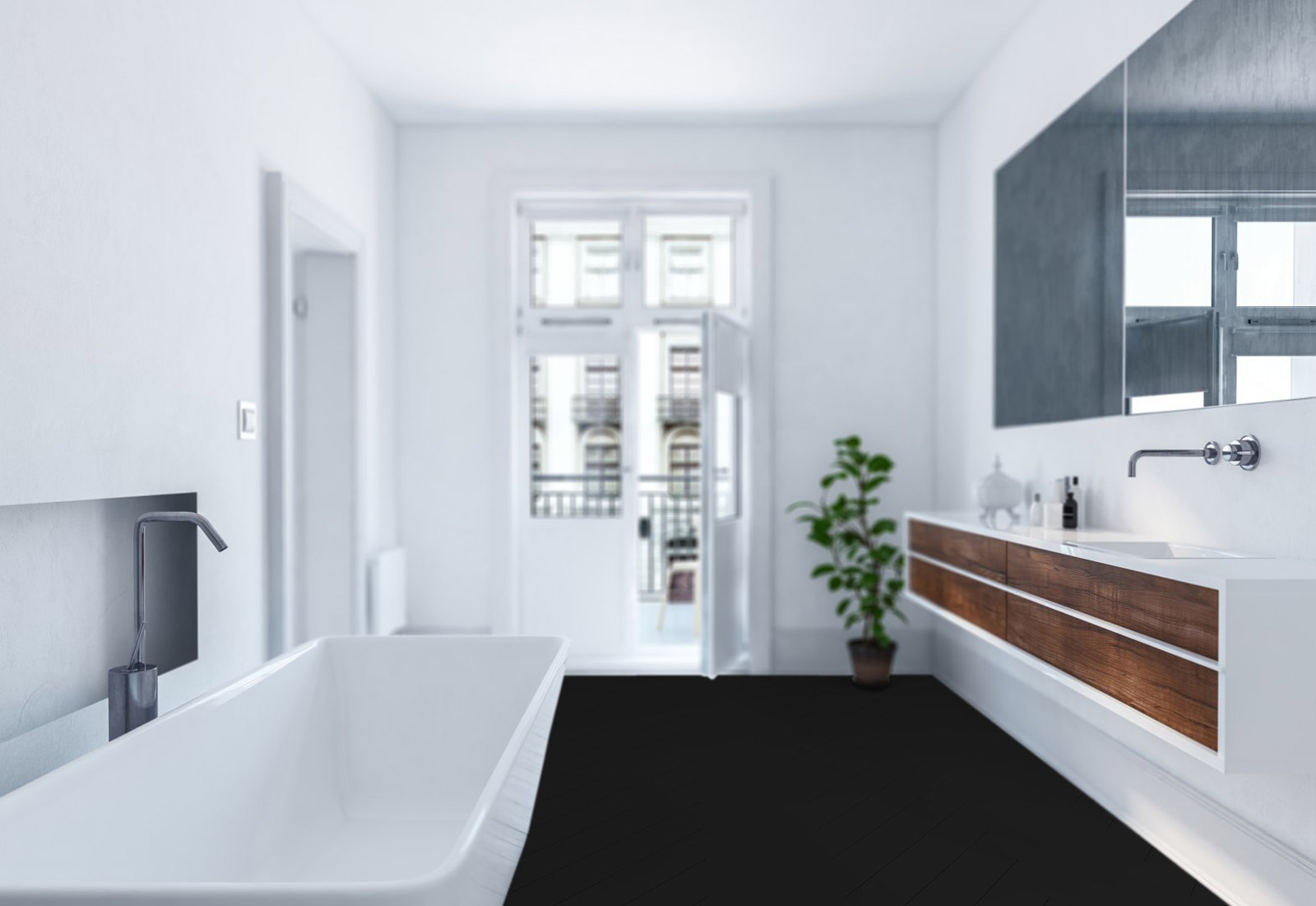 Kings Canyon Vinyl Timeless Black Villa Holzstruktur Fischgrät 4V zum Klicken Raum8