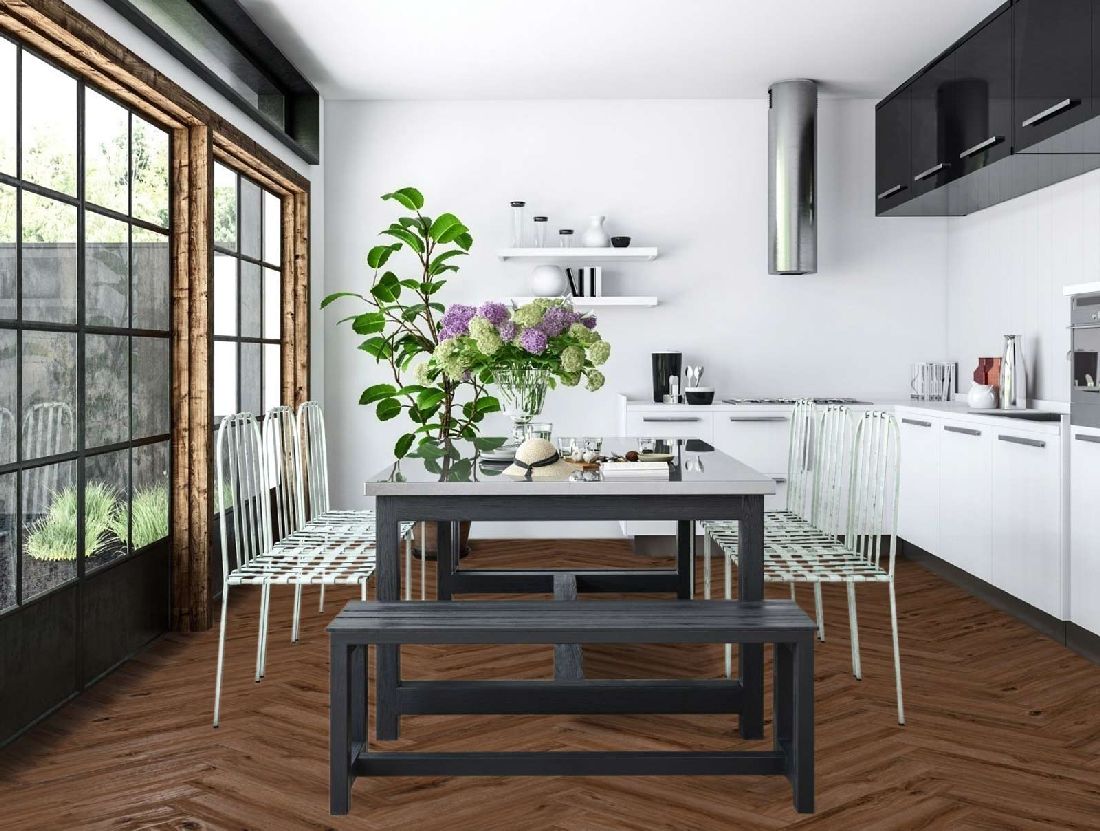 Kings Canyon Vinyl Timeless Oak Essey Holzstruktur Fischgrät 4V zum Klicken Raum6